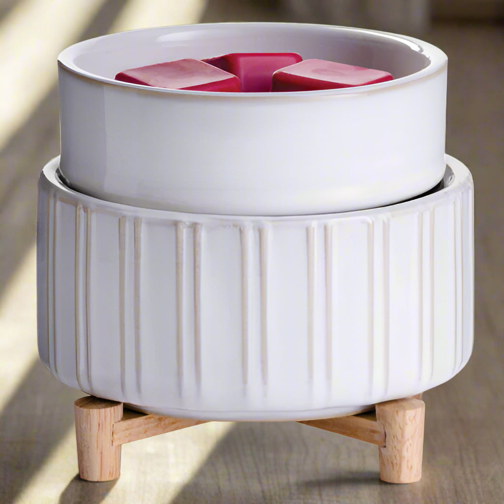CERAMIC & WOOD 2-IN-1 CANDLE WARMER